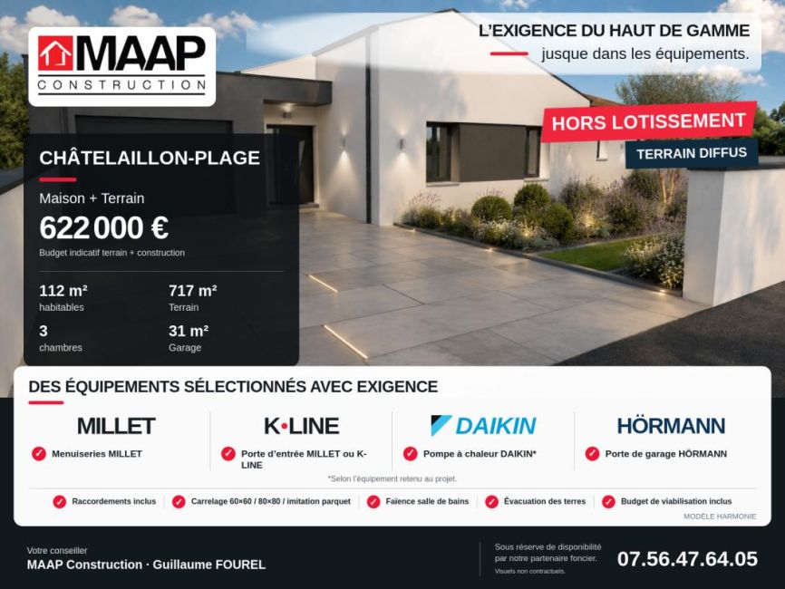 Vente terrain + maison Châtelaillon-Plage Charente-Maritime