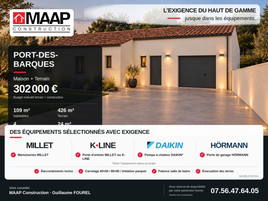 Vente terrain + maison Port-des-Barques Charente-Maritime