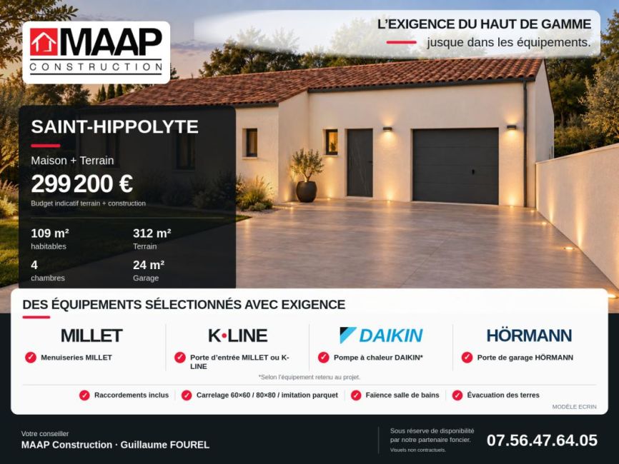 Vente terrain + maison Saint-Hippolyte Charente-Maritime